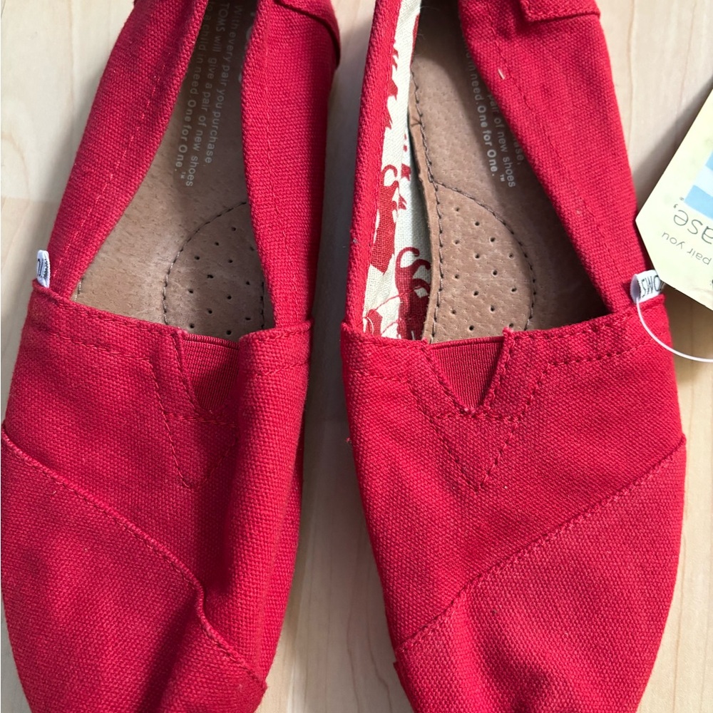 Red Canvas Slip-On Shoes